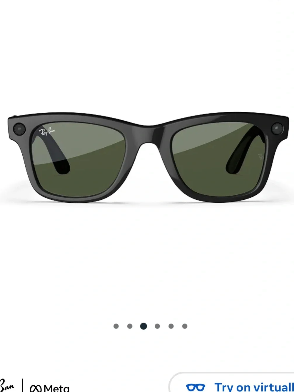 Ray-Ban Wayfarer META Sunglasses - Black Frame with Green Lenses